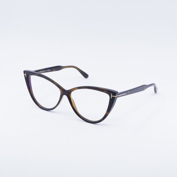 Tom Ford FT5843-B 052 Eyeglasses Dark Havana 56mm Cat Eye Frame - Picture 1 of 10